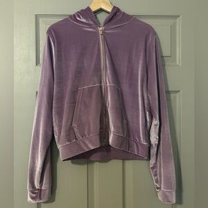 NWOT Fabletics Purple Cropped Hooded Jacket with Relaxed Fit